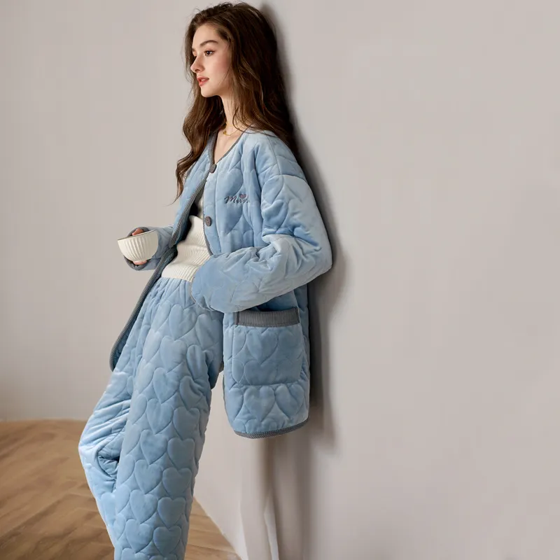 Meonsill Pajama Set Women's Blue-4