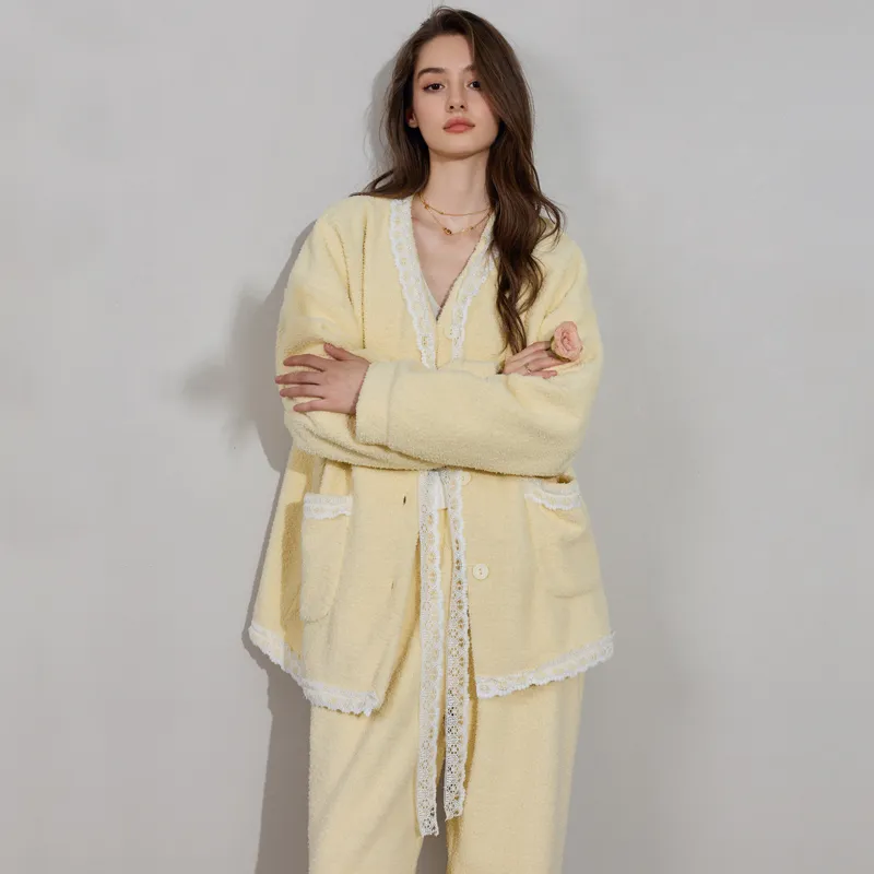 Meonsill Pajama Set Women's Light Yellow-5