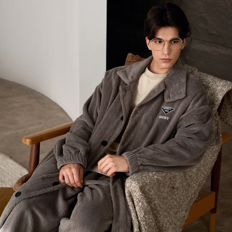 Meonsill Autumn And Winter Season Pajama Set Men's Umber-1