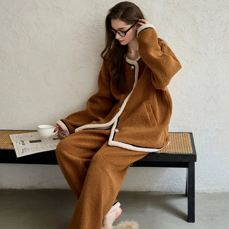 Meonsill Pajama Set Women's Dark Brown-3