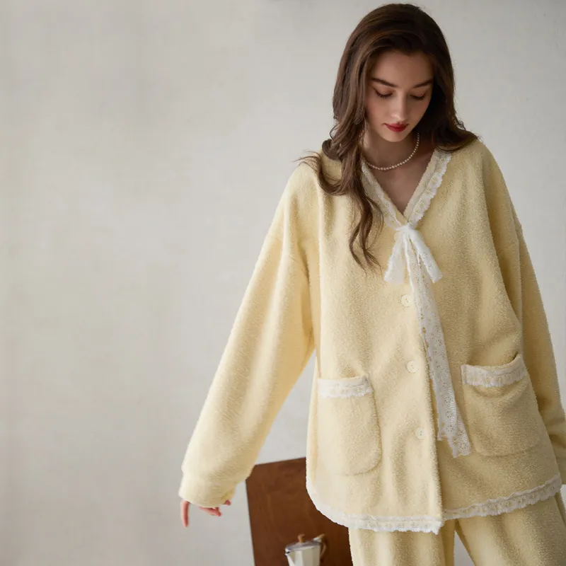 Meonsill Pajama Set Women's Light Yellow-2