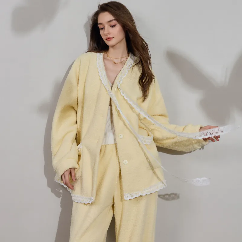 Meonsill Pajama Set Women's Light Yellow-6
