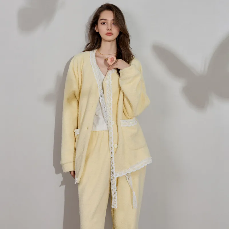 Meonsill Pajama Set Women's Light Yellow-4