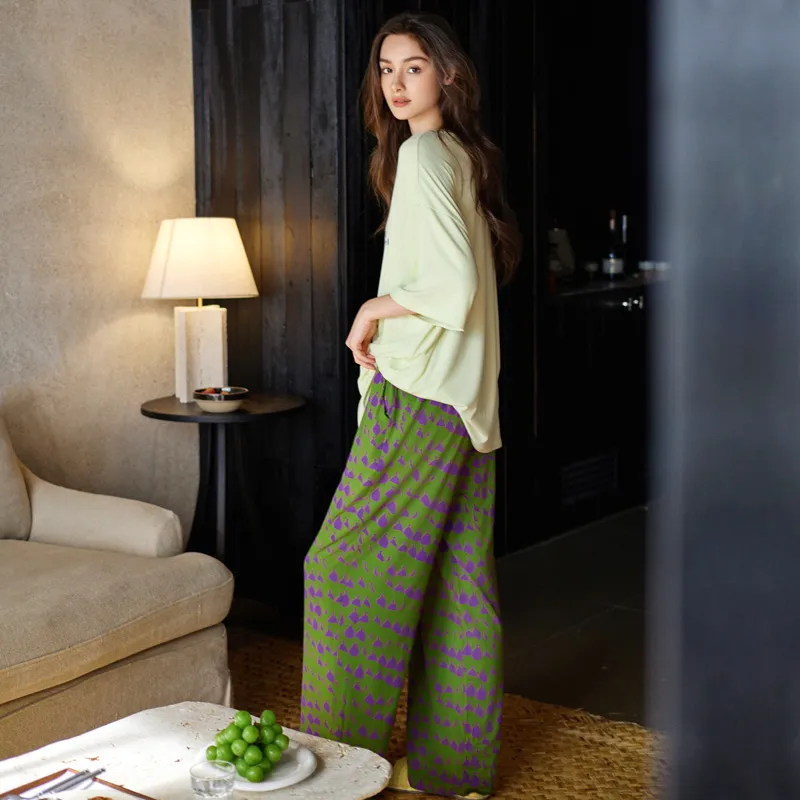 Meonsill Pajama Set Women's Lime Green-4