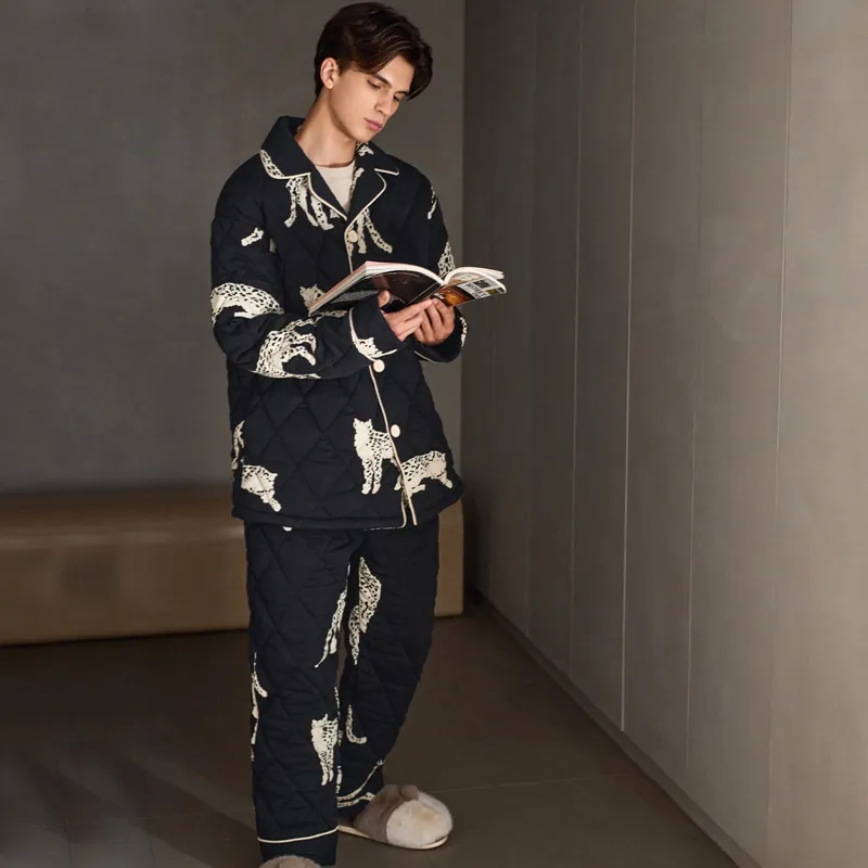 Meonsill Pajama Set Men's Black-2