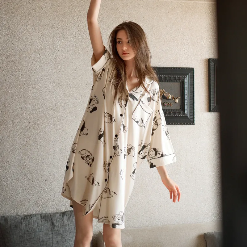 Meonsill Summer Nightgown Women's Apricot-7