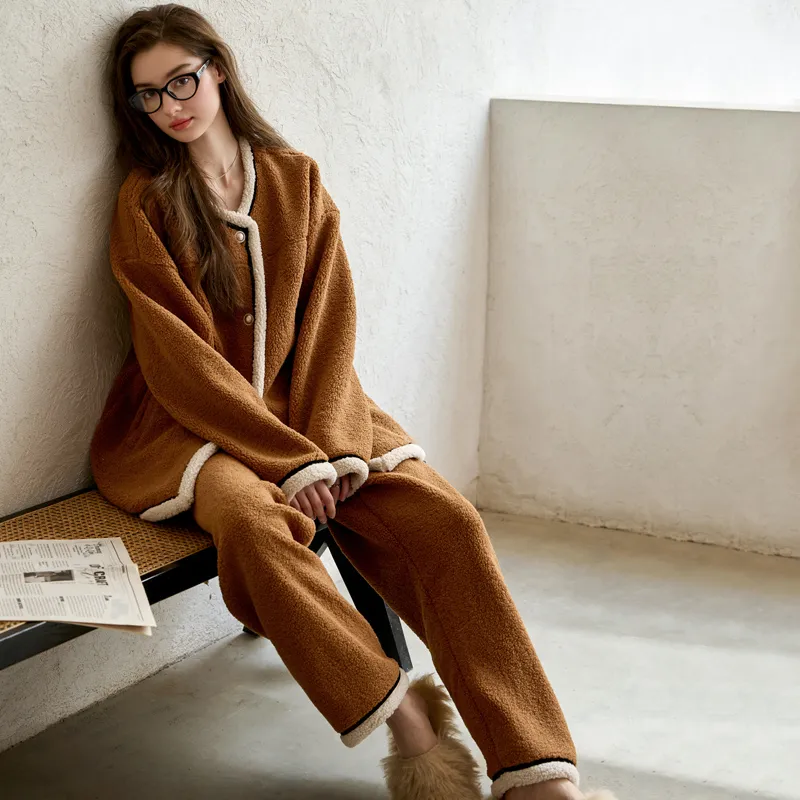 Meonsill Pajama Set Women's Dark Brown-2