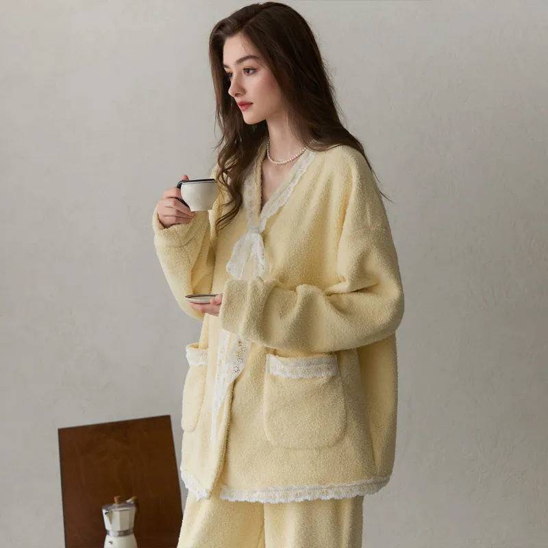 Meonsill Pajama Set Women's Light Yellow-3