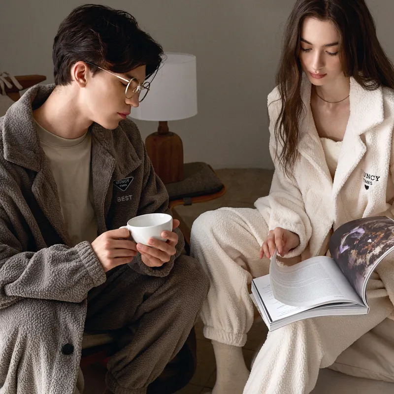 Meonsill Autumn And Winter Season Pajama Set Men's Umber-5