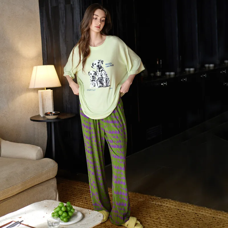 Meonsill Pajama Set Women's Lime Green-1