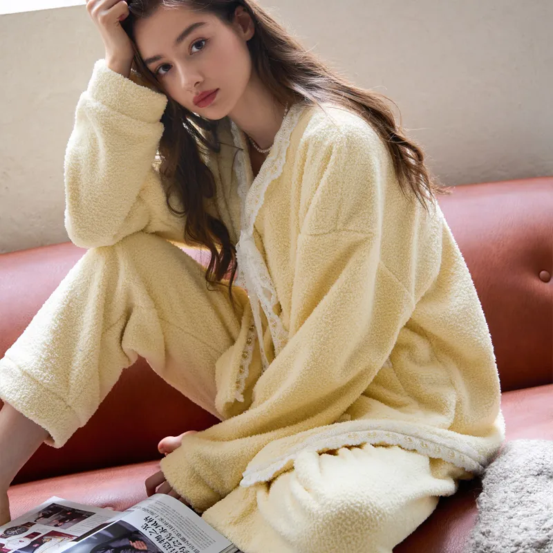 Meonsill Pajama Set Women's Light Yellow-1