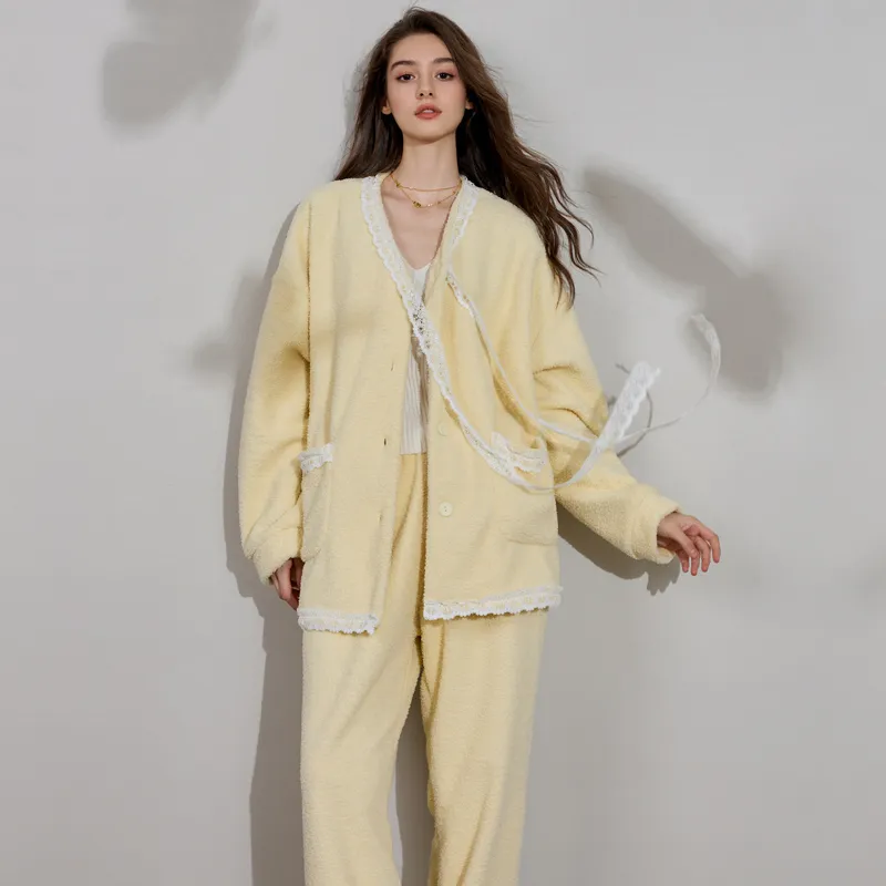 Meonsill Pajama Set Women's Light Yellow-7
