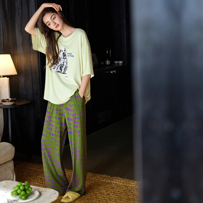 Meonsill Pajama Set Women's Lime Green-3