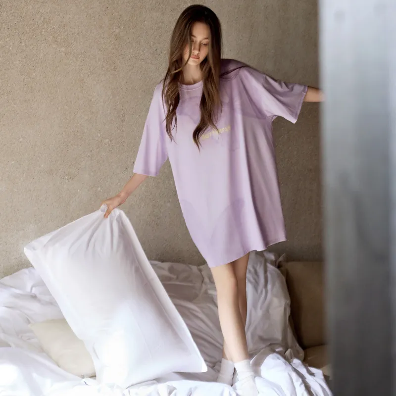 Meonsill Nightgown Women's Light Purple-3