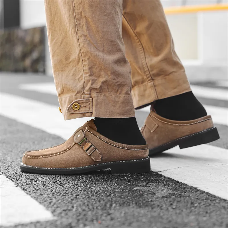 KACHILANG Rubber Sole Stitching Slip Resistant Wrap toe Slippers Men's-3