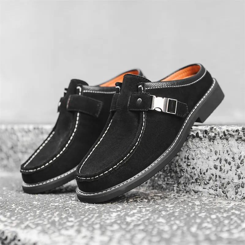 KACHILANG Rubber Sole Stitching Slip Resistant Wrap toe Slippers Men's-9