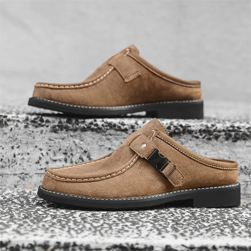 KACHILANG Rubber Sole Stitching Slip Resistant Wrap toe Slippers Men's-4