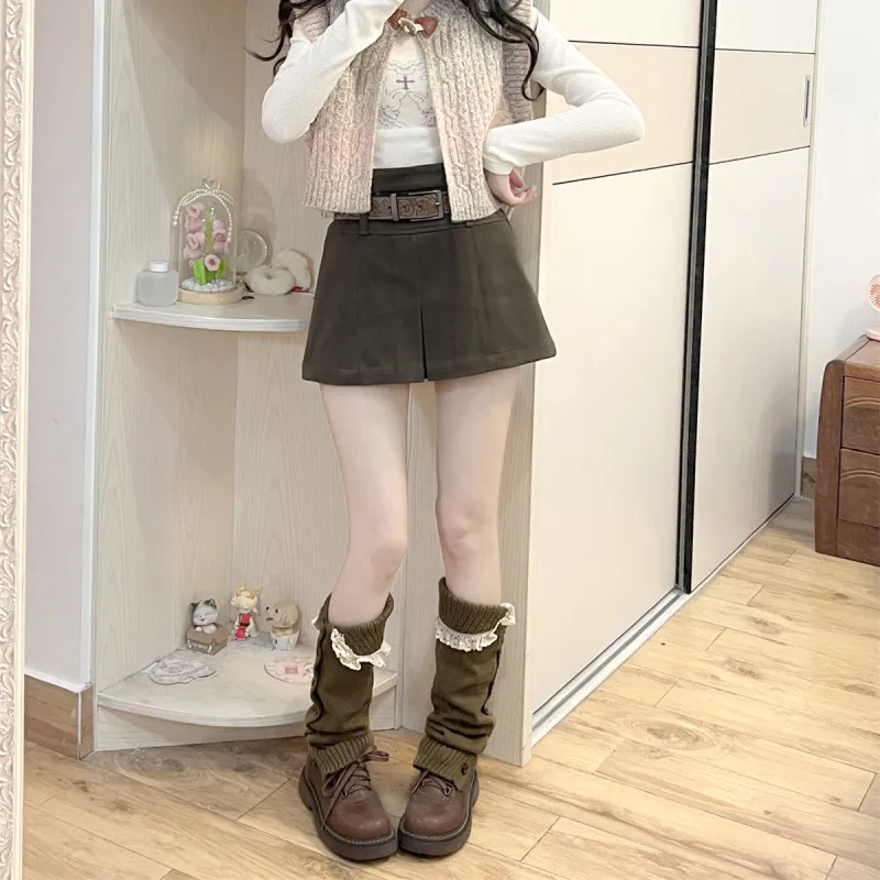 KLDINOR Casual Short Skirts Women's Brown-3