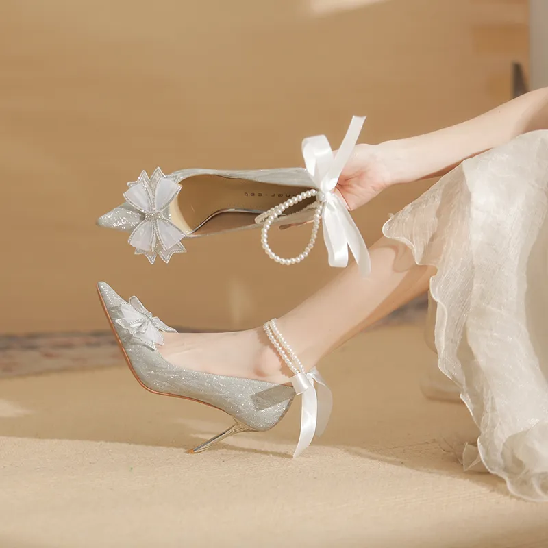 Ainer-cat Confessions Collection Slim Heel High Heels 8cm Women's Silver Box-10