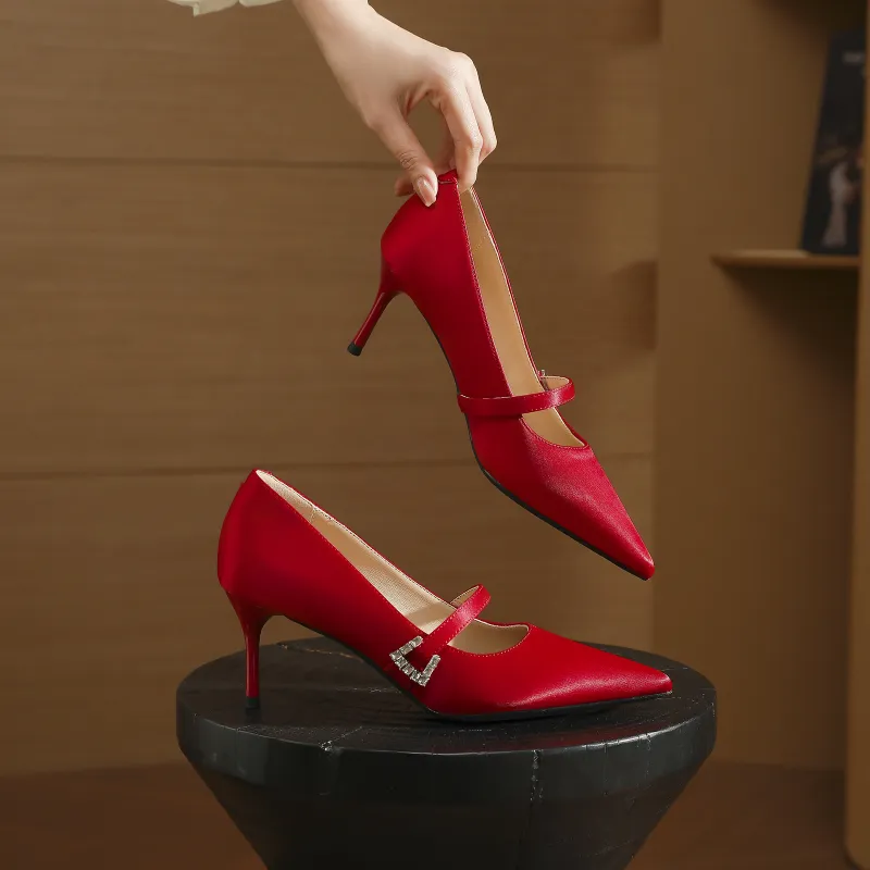 Ainer cat Slim Heel High Heels 7cm Women's-6