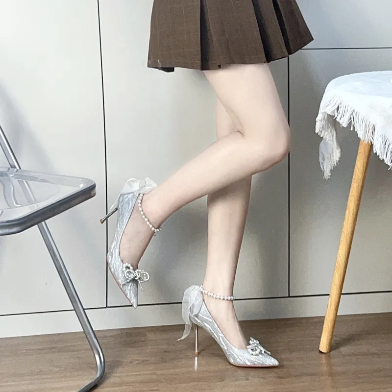 Ainer-cat Confessions Collection Slim Heel High Heels 8cm Women's Silver Box-5