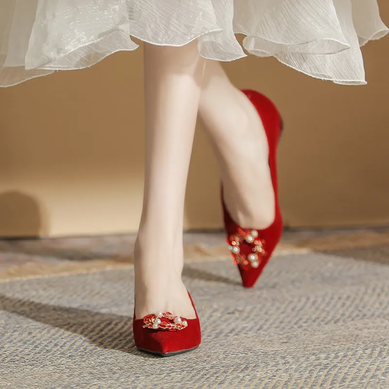 Ainer cat Casual Single Shoes 2.5cm Women's Red-4