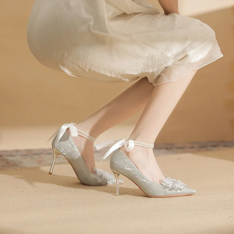 Ainer-cat Confessions Collection Slim Heel High Heels 8cm Women's Silver Box-5