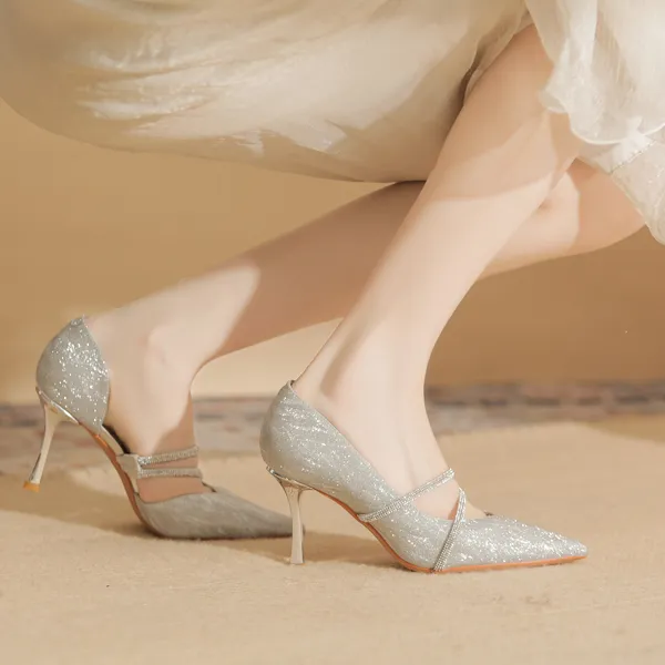 Ainer-cat Slim Heel High Heels 8cm Women's Champagne-4
