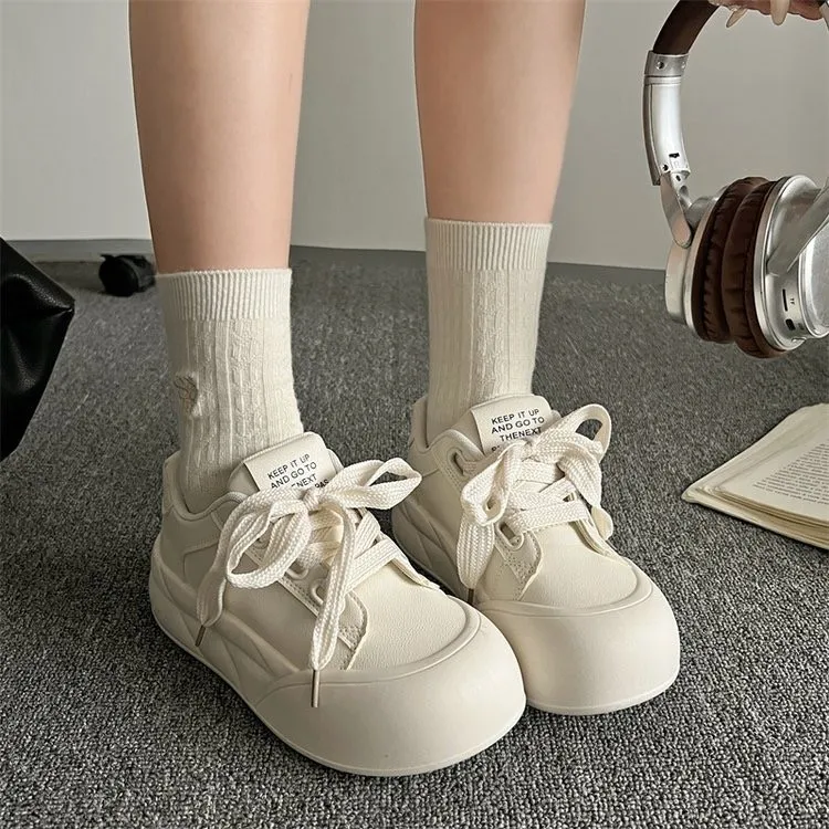 Boldi Kuki Anti Slip Wear Resistant Low Top Skateboard Shoes Women's Ecru Shopping Bag-1