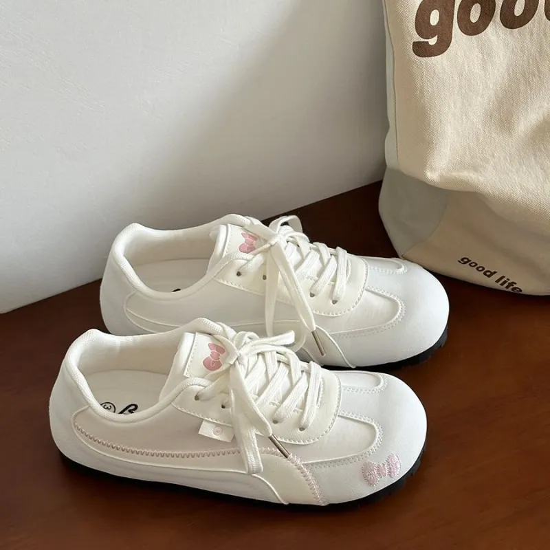 Boldi Kuki Slip Resistant Low Top Skateboard Shoes Women's White Pink-1