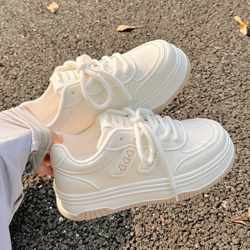 Boldi Kuki Anti Slip And Wear Resistant Height Increasing Low Top Skateboard Shoes Women's Ecru Shopping Bag-2