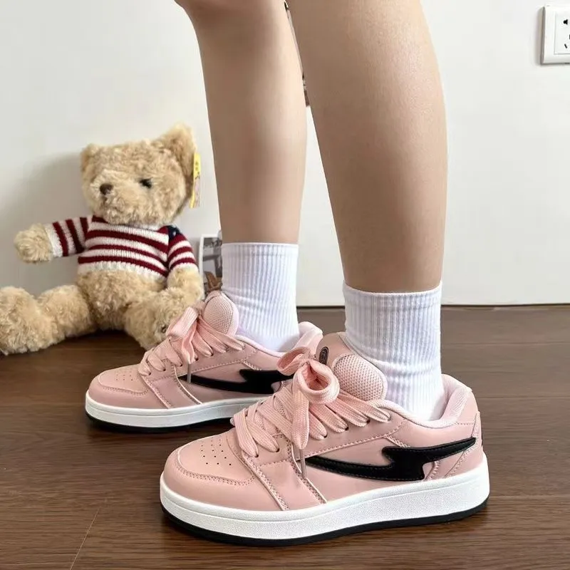 Boldi Kuki Non slip Lightweight Low Top Skateboard Shoes Women's Pink-5