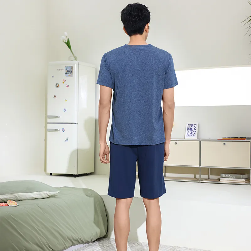 AUTUMNDEER Pajama Set Men's Blue Heather Gray-1