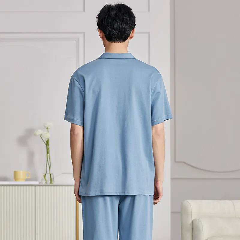AUTUMNDEER Pajama Set Men's Sea Blue-1