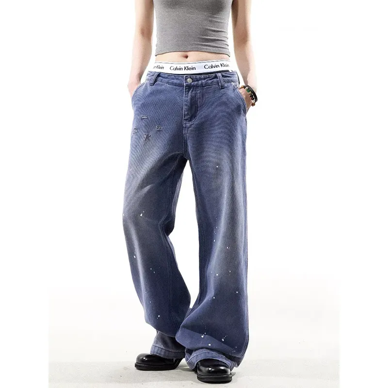 STRUCKCOOL Cargo Pants Unisex Ink Splatter Legal Blue-5