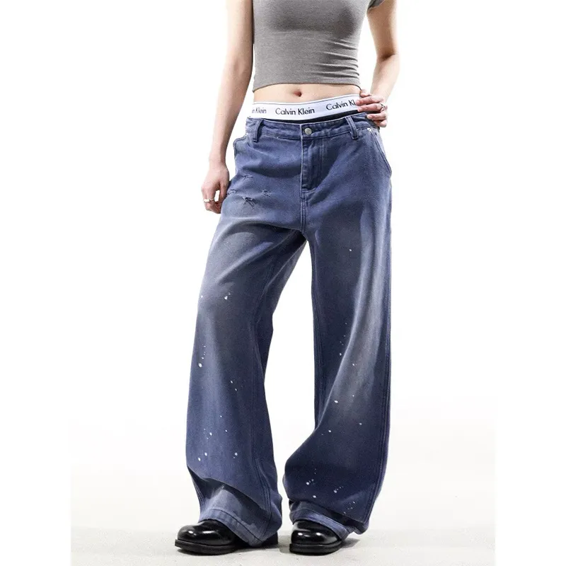 STRUCKCOOL Cargo Pants Unisex Ink Splatter Legal Blue-3