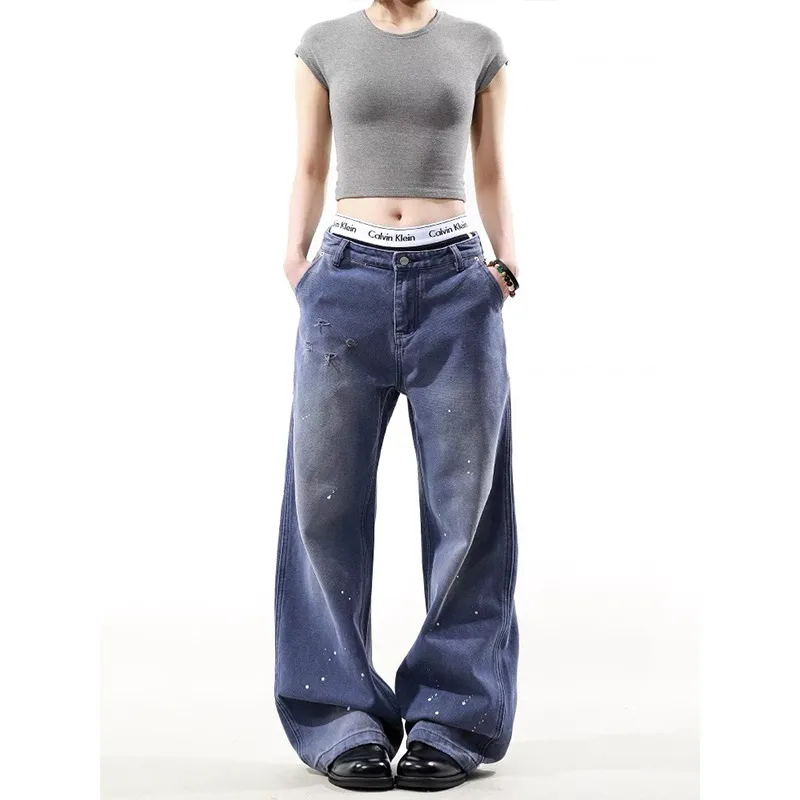 STRUCKCOOL Cargo Pants Unisex Ink Splatter Legal Blue-4