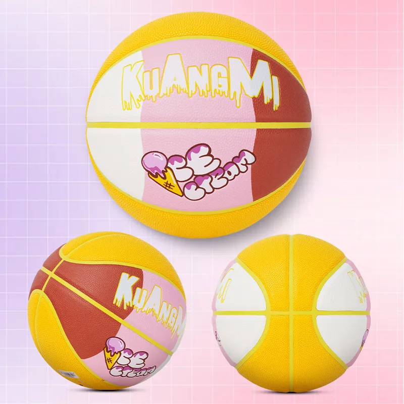 Kuangmi PU Basketball Ice Cream Color Scheme Size 7 Training Unisex-9