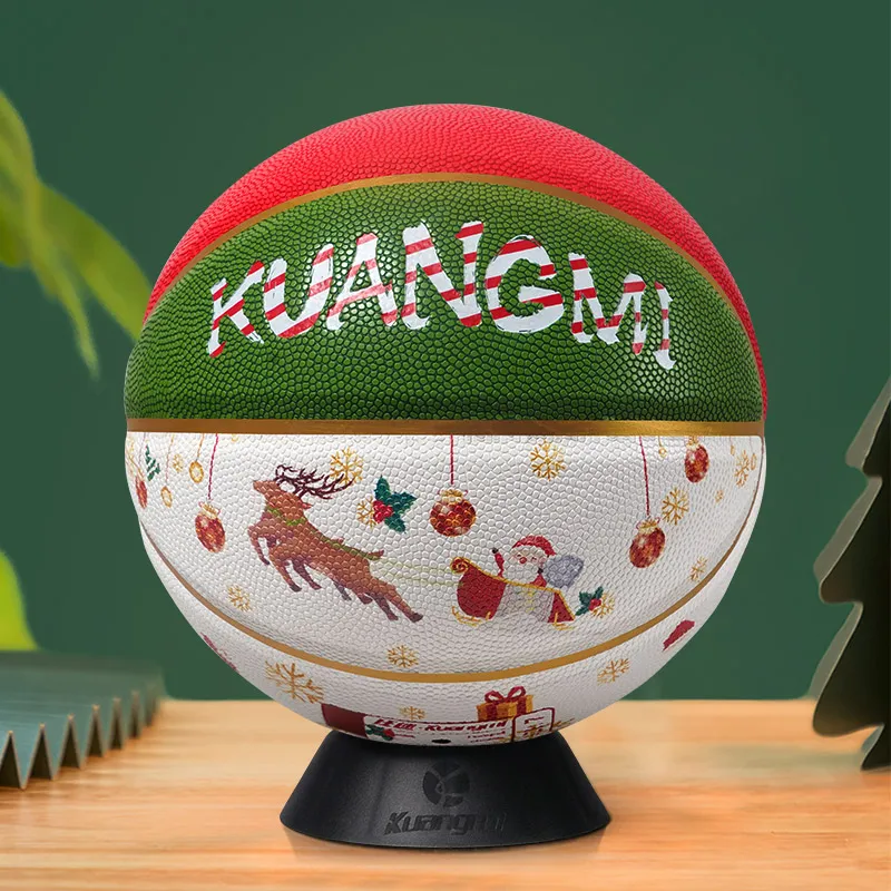 Kuangmi PU Basketball Red Green White Size 7 Training Unisex-3