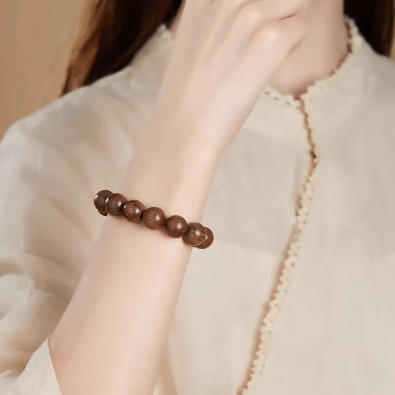 QIONGRUIGE QR Golden Sandalwood Bracelets Unisex-4