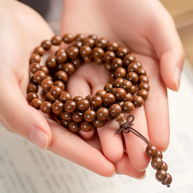 QIONGRUIGE QR Golden Sandalwood Wooden Bracelets Unisex-2