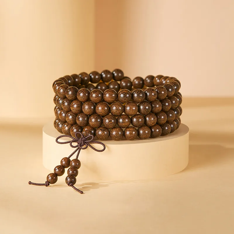 QIONGRUIGE QR Golden Sandalwood Wooden Bracelets Unisex-5