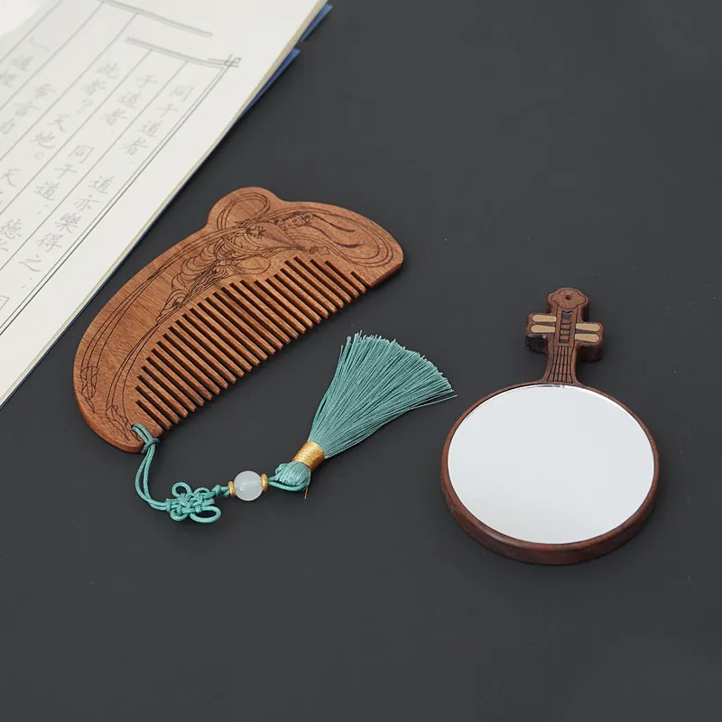 XIBI Dunhuang Feichuang Chinoiserie Wooden Comb Box Massage Scalp Hair Growth-2