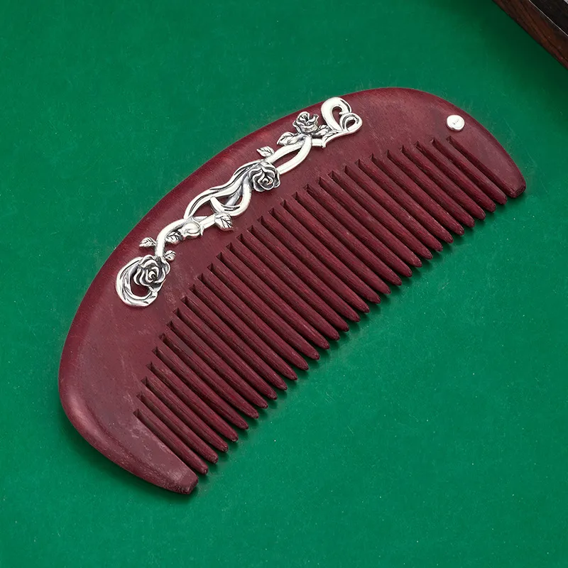 XIBI Rose Chinese Fashion Trend Sandalwood Hair Comb Smooth Hair Massage Head-1