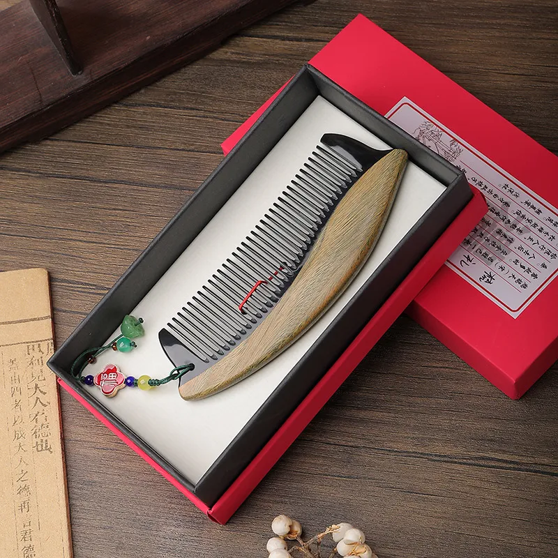 XIBI Sandalwood Horn Massage Comb Gift Box Set Dovetail Structure-5