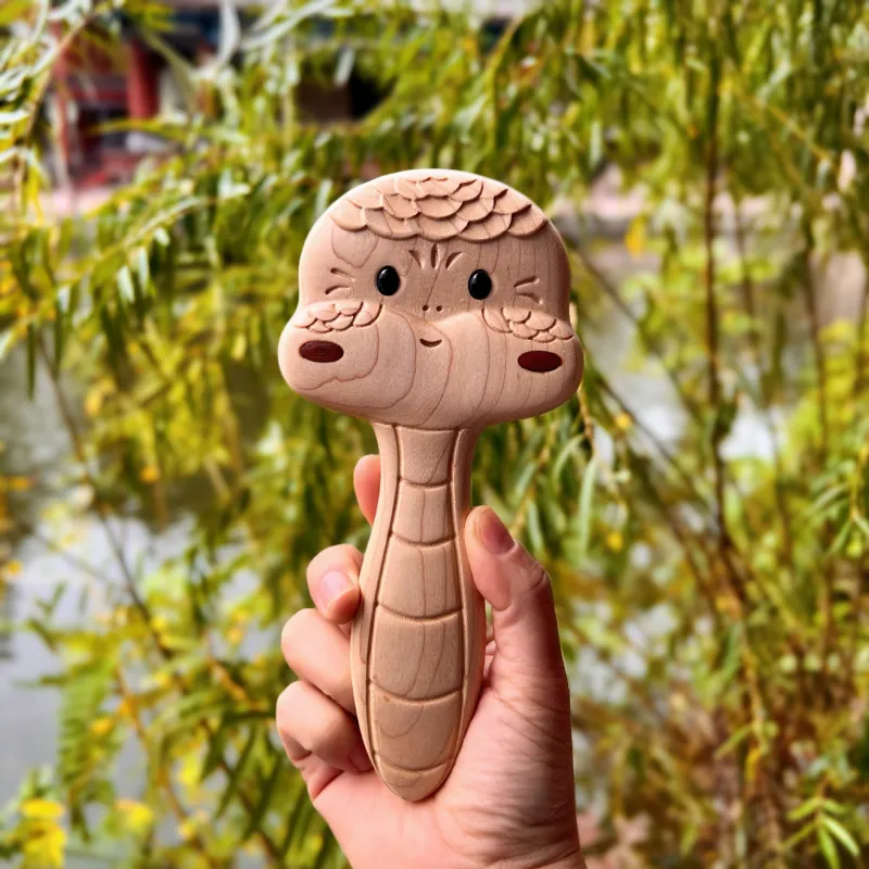 XIBI Cute Snake Year Of The Snake Solid Wood Head Air Cushion Comb For Scalp Therapy And Relaxation. Straight Hair-2