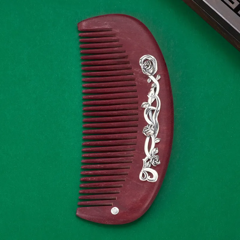 XIBI Rose Chinese Fashion Trend Sandalwood Hair Comb Smooth Hair Massage Head-2