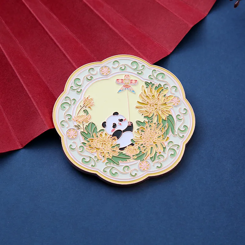 XIBI Metal Round Small Makeup Mirror In Chinese Style Cute Portable Miniature Pocket Mirror-1