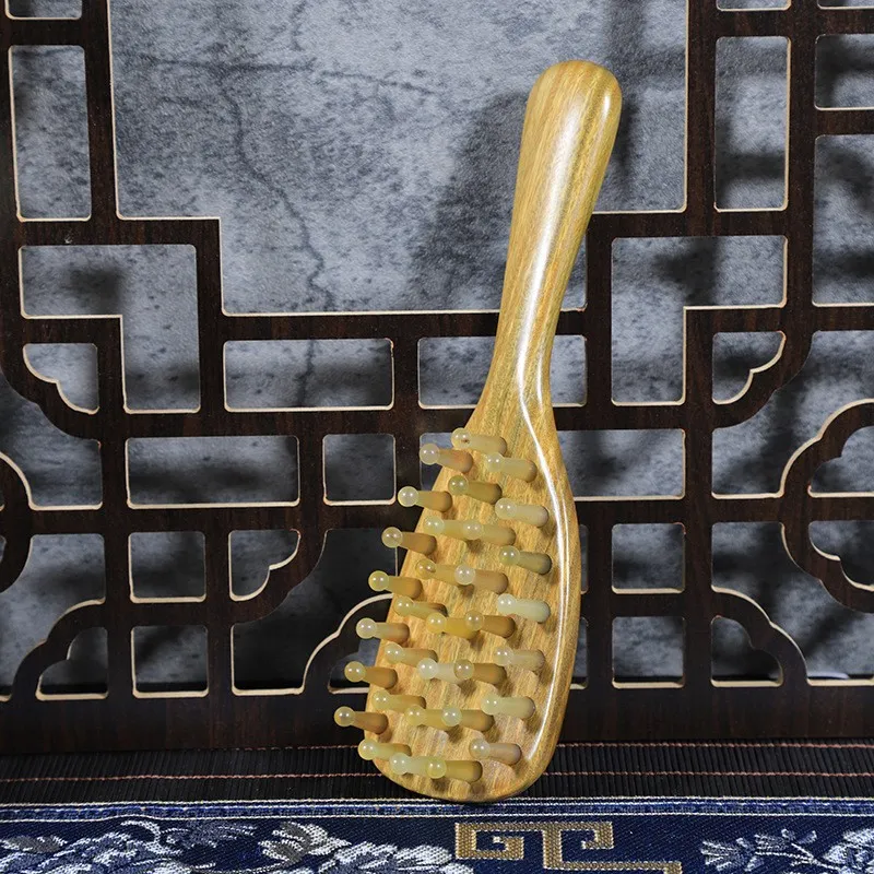 XIBI Sheep Horn Meridian 32 Pin Controller For Home Use Full Body All Meridians Sandalwood Comb Massage Head-3