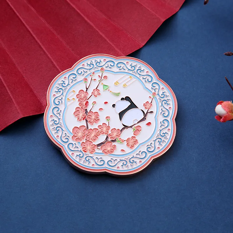 XIBI Metal Round Small Makeup Mirror In Chinese Style Cute Portable Miniature Pocket Mirror-3